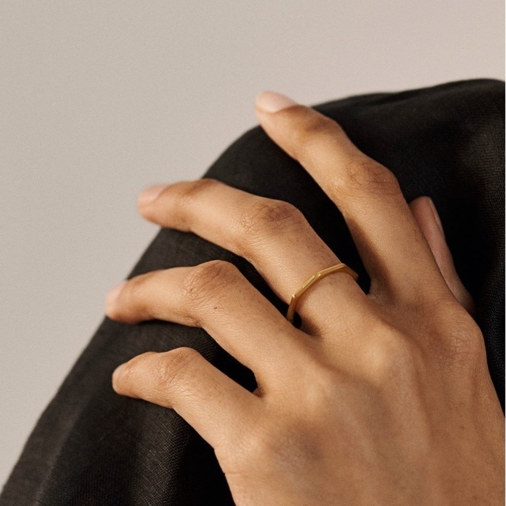 Monica Vinader Octagon Stacking Ring, 18 Karat Gold‎ Vermeil, Size 7, NWT